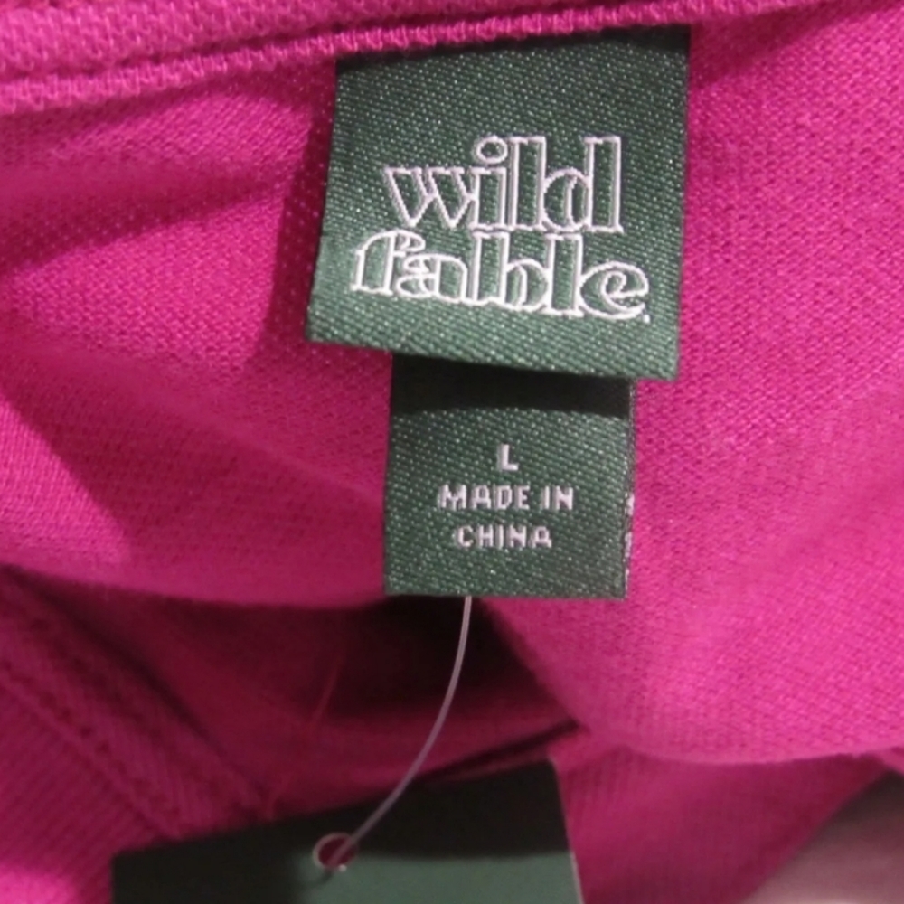 *WILD FABLE* Women's Short Sleeve Rugby Polo Crop Top Large Pink - Picture 5 of 5